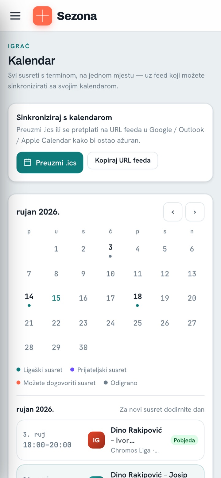 Kalendar igrača na mobitelu