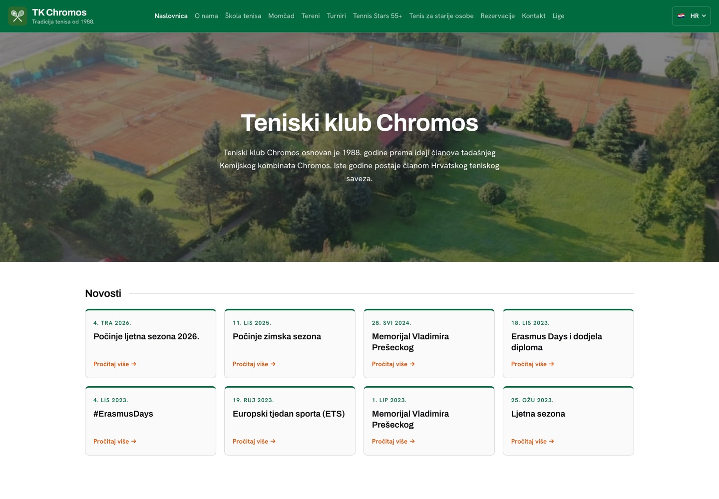 Naslovnica javne stranice kluba